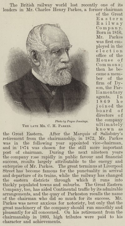 Il defunto signor C H Parkes da English School