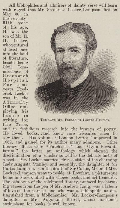 Il defunto signor Frederick Locker-Lampson da English School