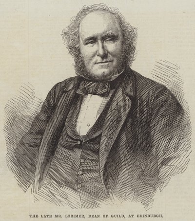 Il defunto signor Lorimer, Decano della Gilda, a Edimburgo (incisione) da English School