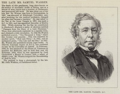 Il defunto signor Samuel Warren, QC da English School