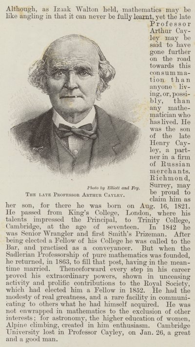 Il defunto professor Arthur Cayley da English School