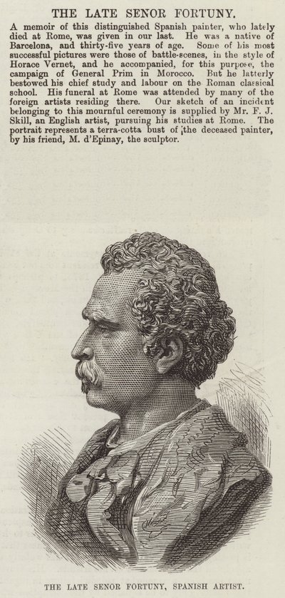 Il defunto Senor Fortuny, artista spagnolo (incisione) da English School