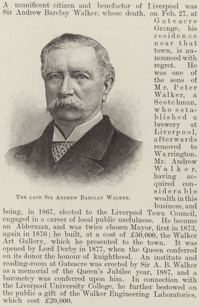 Il defunto Sir Andrew Barclay Walker da English School