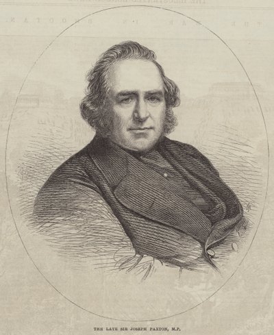 Il defunto Sir Joseph Paxton, MP (incisione) da English School