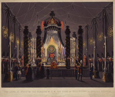 La camera ardente dei resti del Duca di Wellington al Chelsea Hospital, novembre 1852 da English School