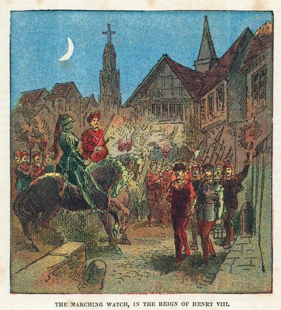 La guardia marciando durante il regno di Enrico VIII da English School