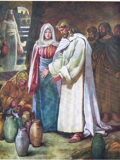 Le nozze di Cana, da The Bible Picture Book pubblicato da Thomas Nelson, c.1950 (litografia a colori) da English School