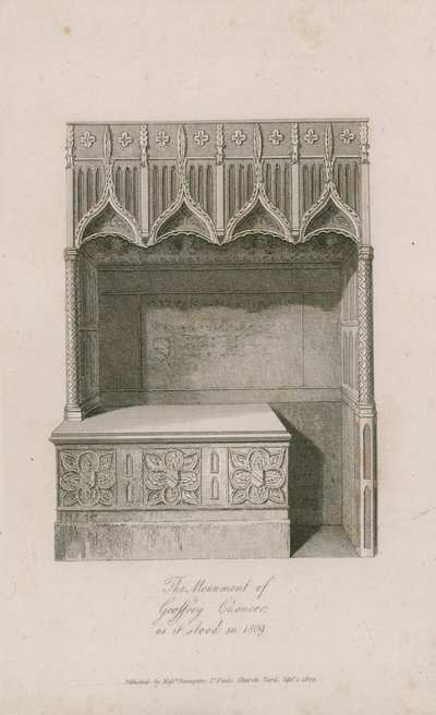 Il monumento di Geoffrey Chaucer da English School