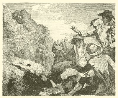 Le montagne in travaglio (incisione) da English School