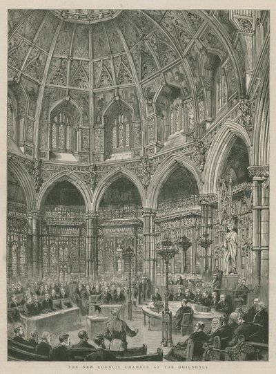 Le nuove sale del consiglio al Guildhall, Londra da English School