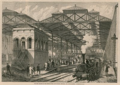 La nuova stazione della Ferrovia Metropolitana e Londra, Chatham e Dover, Farringdon Road, Londra da English School