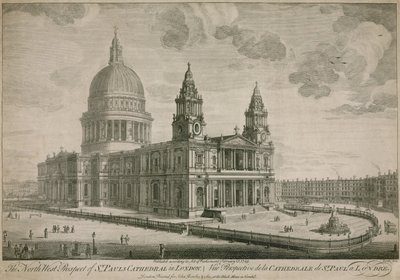 Prospetto nord-ovest della Cattedrale di St Paul a Londra da English School