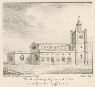 La vecchia chiesa di St Giles in the Fields, Londra, come appariva nell