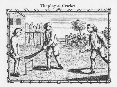 Il gioco del cricket (incisione) da English School