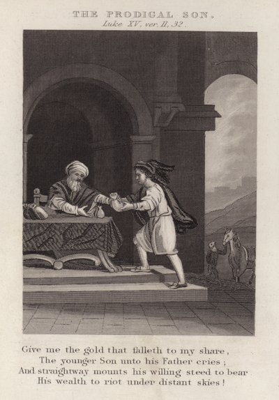Il figliol prodigo, Luca XV, versetti 11, 32 da English School