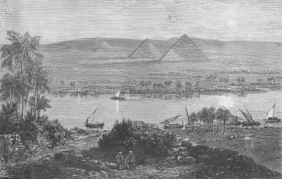 Le piramidi di Giza, dalla riva est del Nilo da English School