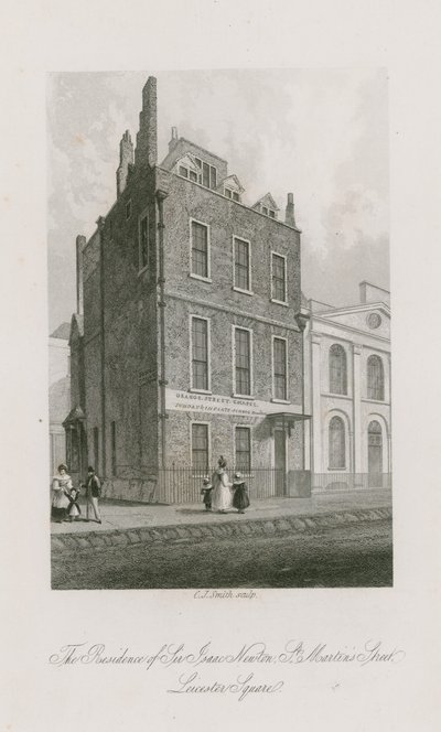 La residenza di Sir Isaac Newton, St Martins Street, Leicester Square, Londra da English School