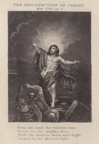 La resurrezione di Cristo, Matteo XVIII, versetto 2 da English School