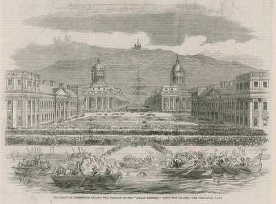 La scena a Greenwich durante il passaggio del Great Eastern da English School