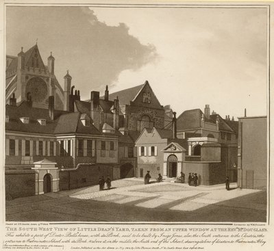La vista sud-ovest di Little Deans Yard da English School