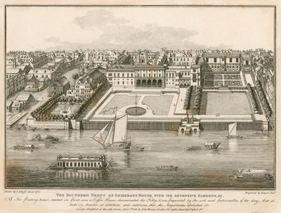 La facciata sud di Somerset House con i suoi ampi giardini da English School