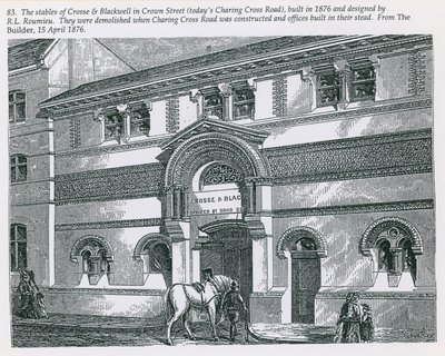 Le scuderie di Crosse & Blackwell in Crown Street (oggi Charing Cross Road) da English School