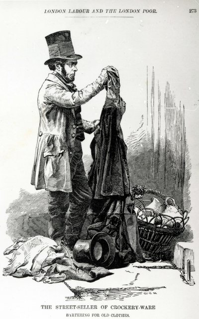 Il venditore ambulante di stoviglie che baratta per vestiti usati, c.1840 da English School