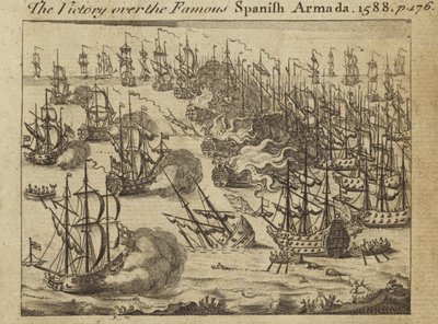 La vittoria sulla famosa Armada Spagnola, 1588 da English School
