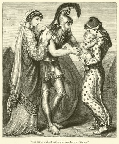 "Il guerriero allungò le braccia per abbracciare il suo piccolo" da English School