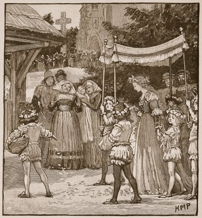 Il matrimonio di Jack di Newbury: la processione della sposa, illustrazione da Cassells Illustrated History of England da English School