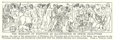 Il culto di Dioniso come illustrato nella scultura greca (litografia) da English School