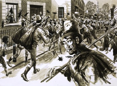 Theodore Hooke si vendica su una donna in una tranquilla strada di Londra da English School