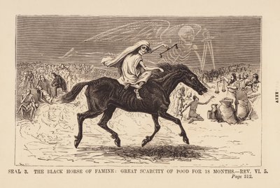Terzo sigillo, cavallo nero della carestia (incisione) da English School