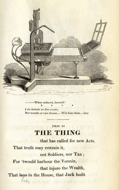 Questo è il Cosa, illustrazione da The Political House that Jack Built di William Hone, pubblicato nel 1819 da English School