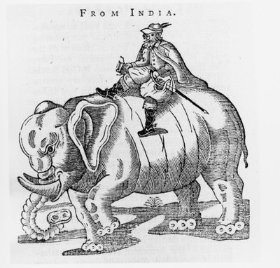 Thomas Coryate (c.1577-1617) su un elefante, da Lettere dall