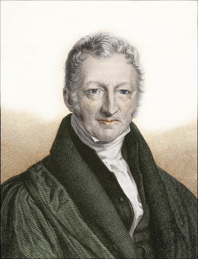 Thomas Robert Malthus (incisione colorata) da English School