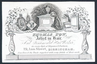 Thomas Tow, artista dei capelli, biglietto commerciale da English School