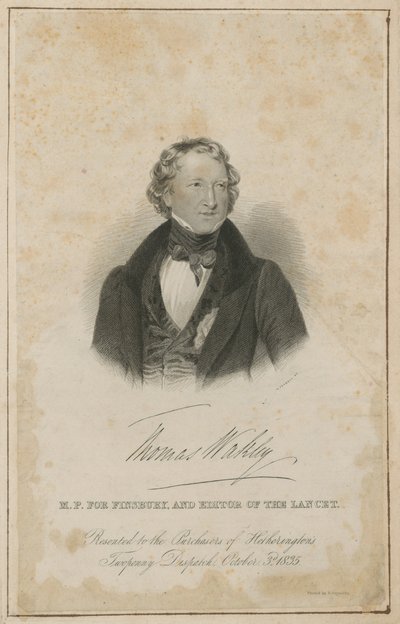 Thomas Wakley, MP per Finsbury e fondatore della rivista The Lancet da English School