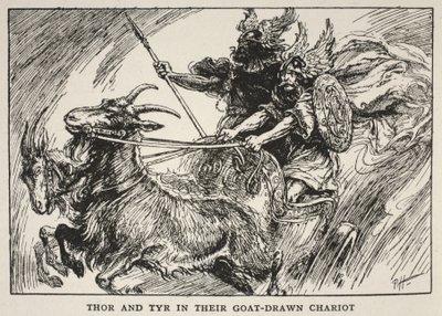 Thor e Tyr nel loro carro trainato da capre da English School