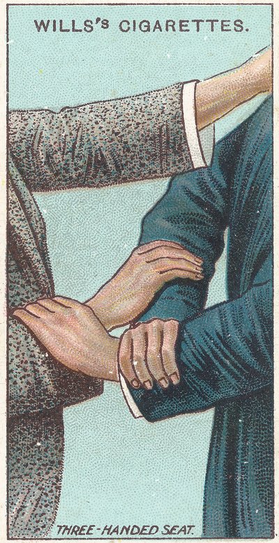 Sedile a tre mani, n.21 dalla serie di carte di sigarette di primo soccorso di Willss, 1913 da English School
