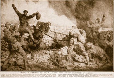 Tre moschettieri del 1916 in un epico scontro corpo a corpo a Combles, 1914-19 da English School