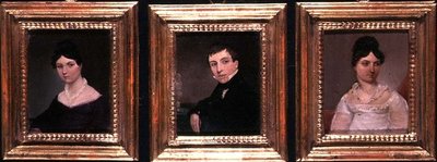Tre Ritratti di un Fratello e Due Sorelle in Abiti Regency, c.1825 da English School
