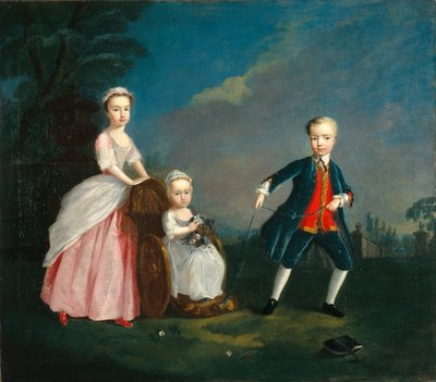Tre bambini in un parco, c.1750 da English School
