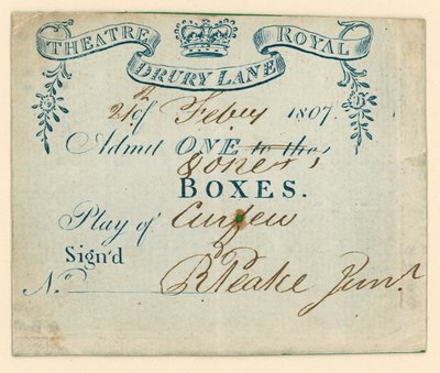 Biglietto per il Drury Lane Theatre, Londra da English School