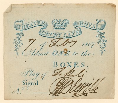 Biglietto per il Drury Lane Theatre, Londra da English School