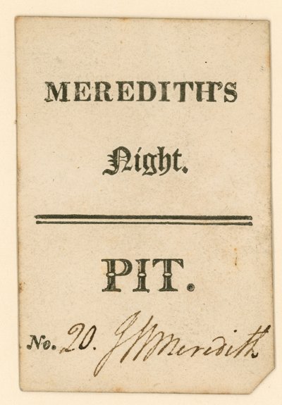 Biglietto per il Drury Lane Theatre, Londra: Meredith