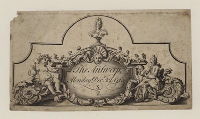 Biglietto per Anversa, 22 dicembre 1730 da English School