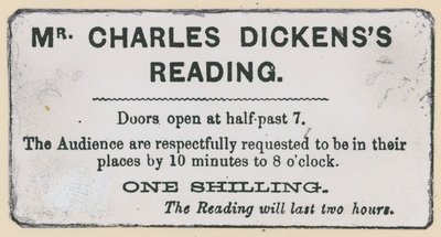 Biglietto per una lettura di Charles Dickens da English School