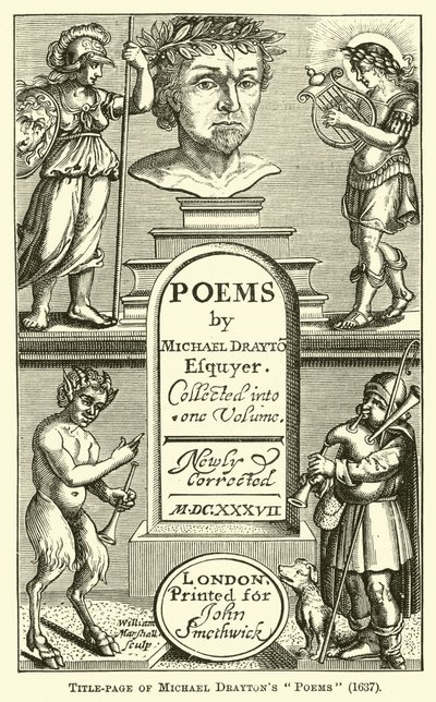 Pagina del titolo delle poesie di Michael Drayton, 1637 da English School