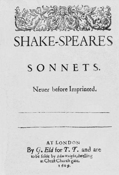 Frontespizio dei Sonetti di Shakespeare da English School